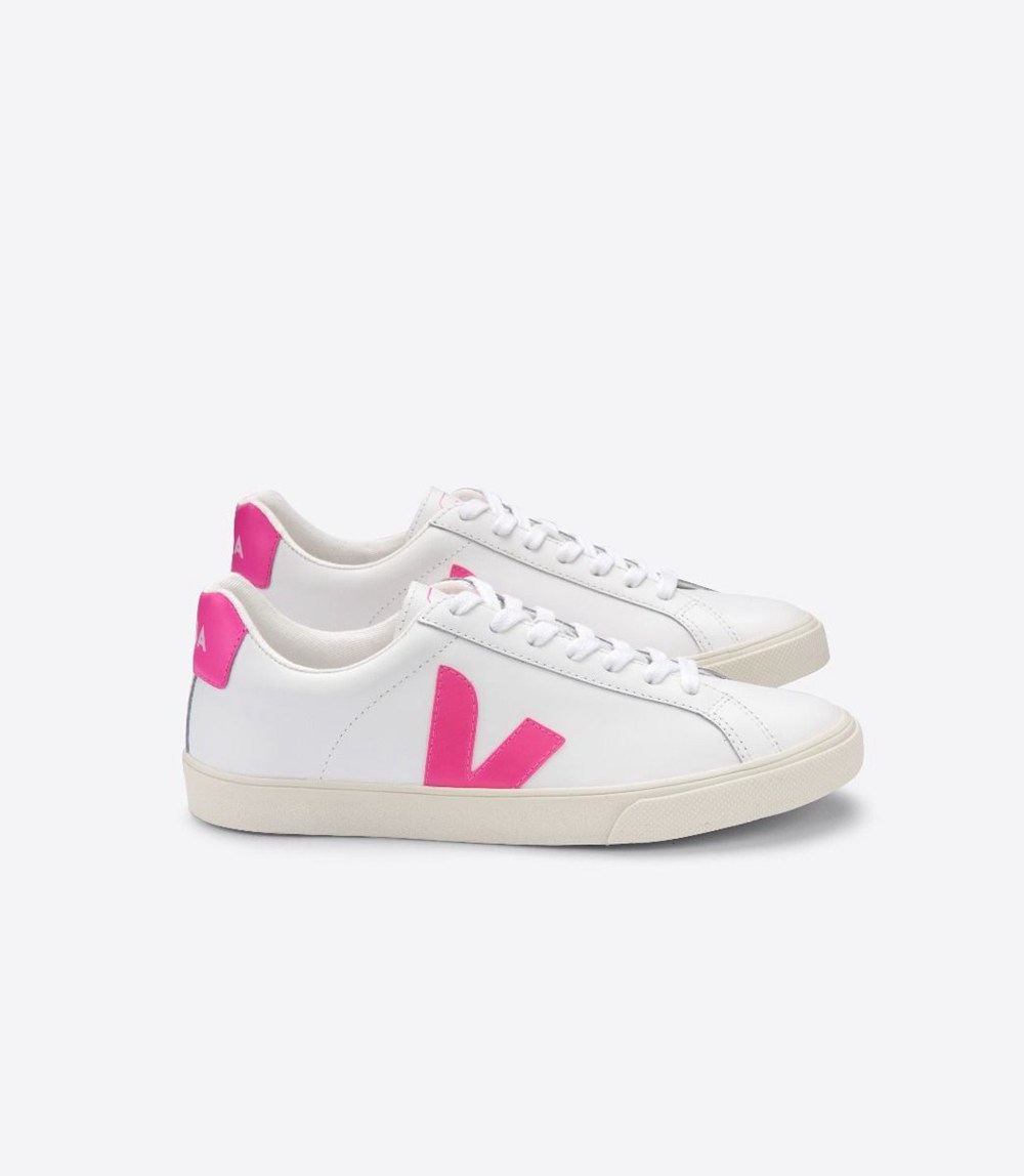 Tenis Veja Mujer - Esplar Cuero - Blancos/Rosas - 495FJLTQA